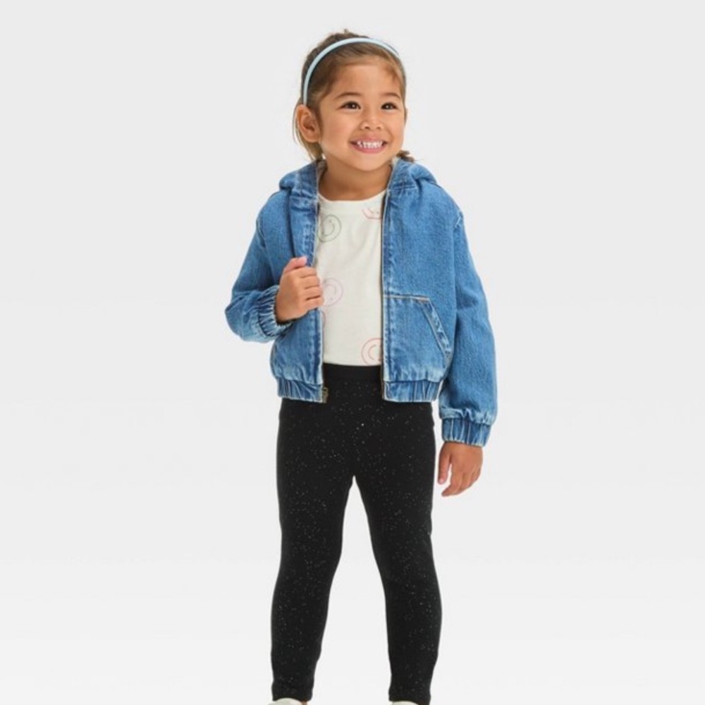 Cat & Jack Faux Sherling Lined Jean Denim Jacket with Hood